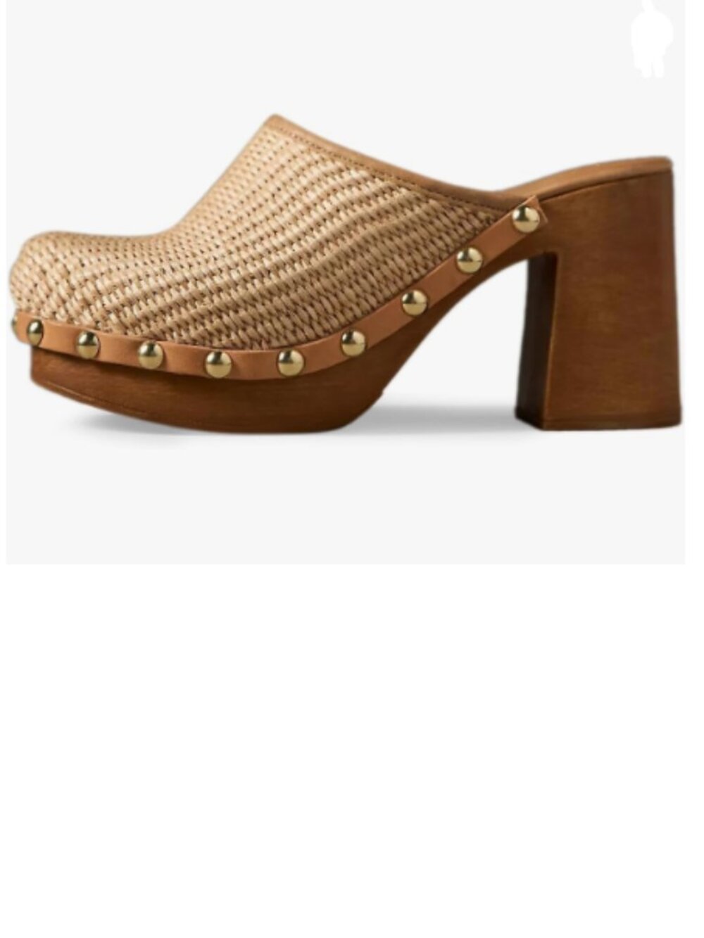 YDN Natural Platform Slip On Clogs Mules Cork High Heel Round Toe Rivet Sandals